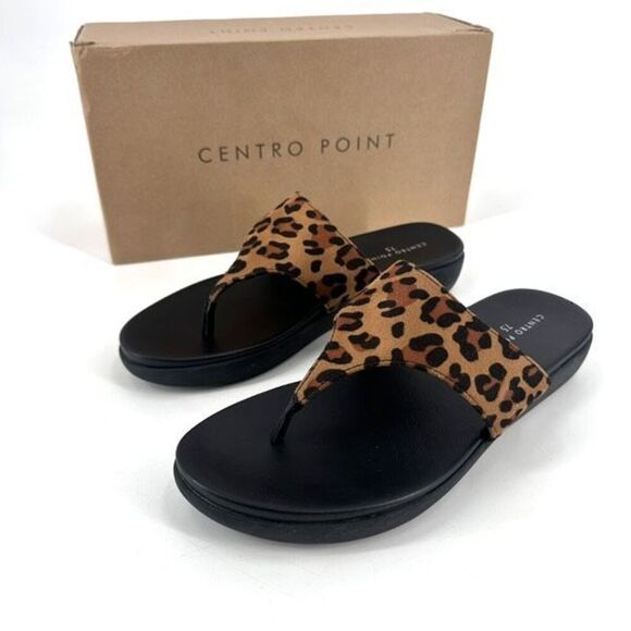 New Centro Point Women’s Leopard Flip Flop Platform Size 7.5 - Picture 1 of 9